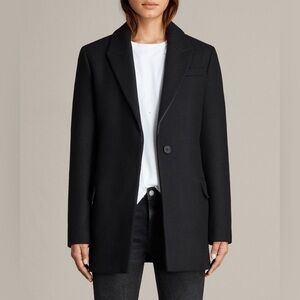 AllSaints Thea Jacket, Classic Italian Wool Cloth, Dark Navy Blazer